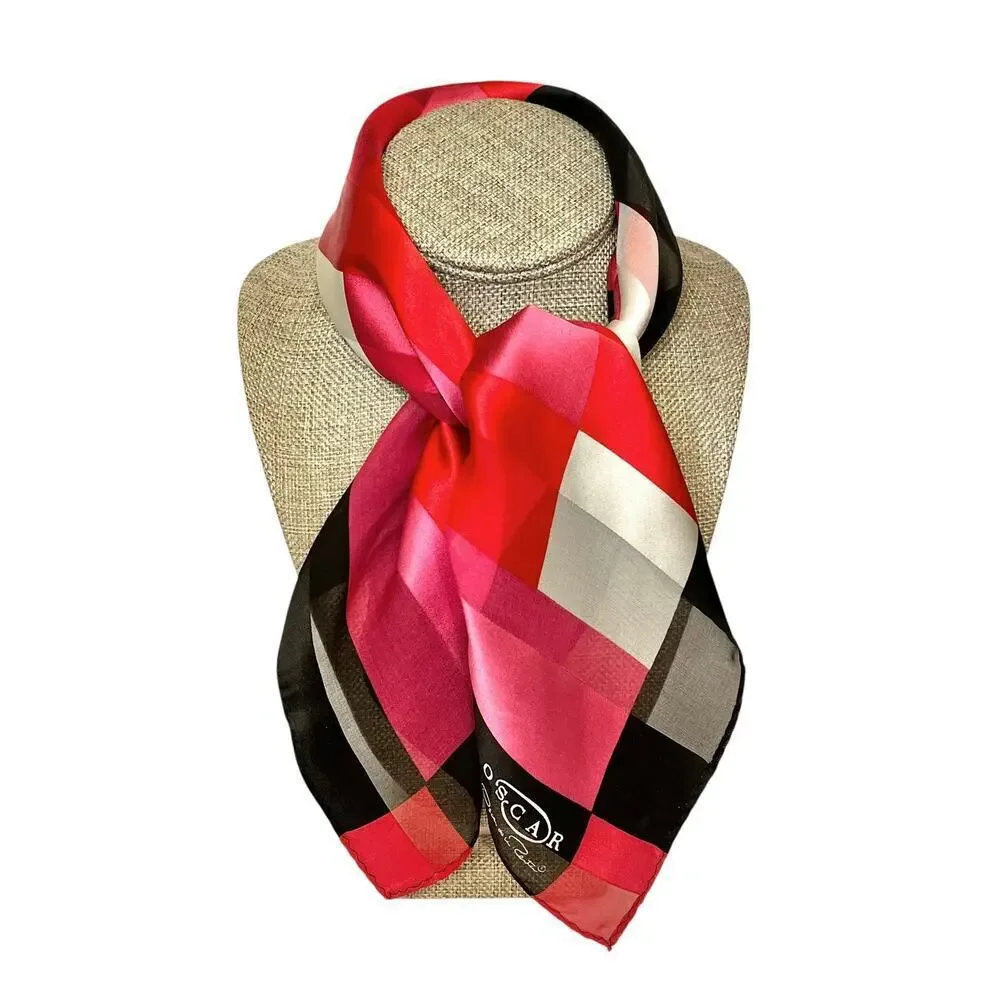 Oscar by Oscar de la Renta Silk Scarf Set: Two Vintage Square Neckerchiefs